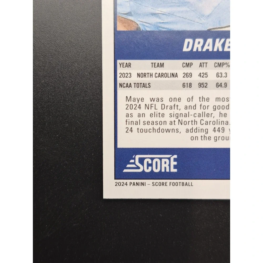 2024 Panini Score Drake Maye #303 Rookie Blue Stars /399 SP New England Patriots